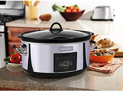 Crock-Pot 7 Quart Programmable Slow Cooker – Polished Platinum - Select SC6028
